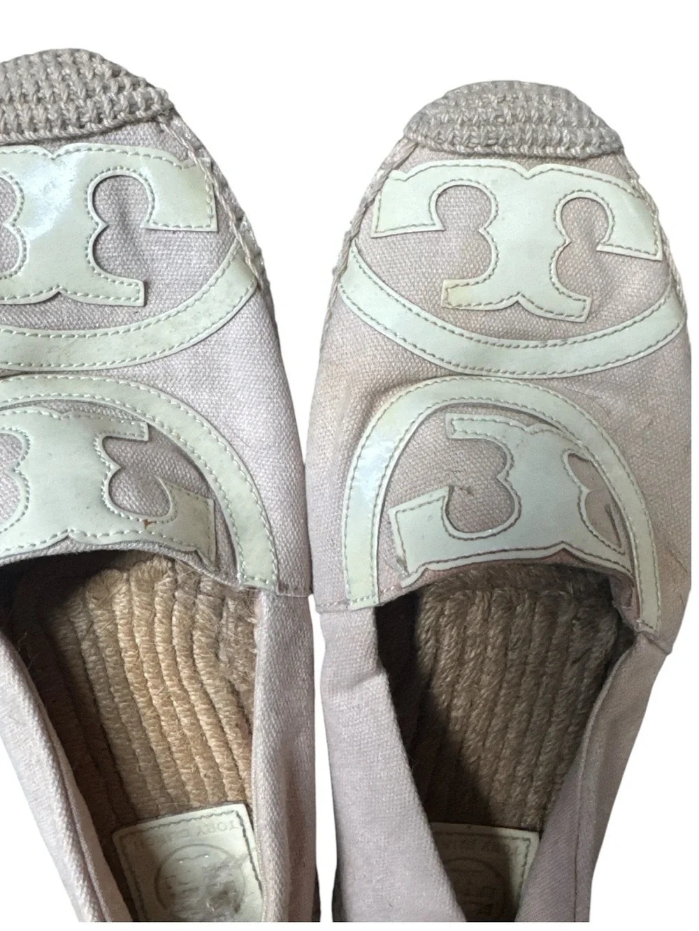 Tory Burch Beige and Cream Logo Espadrille Flats Size 7.5 Resort-wear Vacation